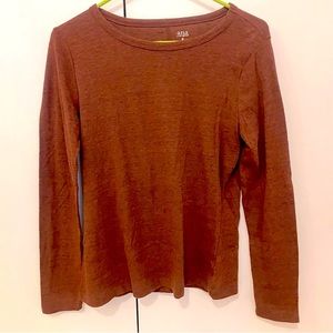 🍁 Rust Marled Dye Long Sleeve Tee Basics Layering Top Earthy Boho Earth Tone 🍁